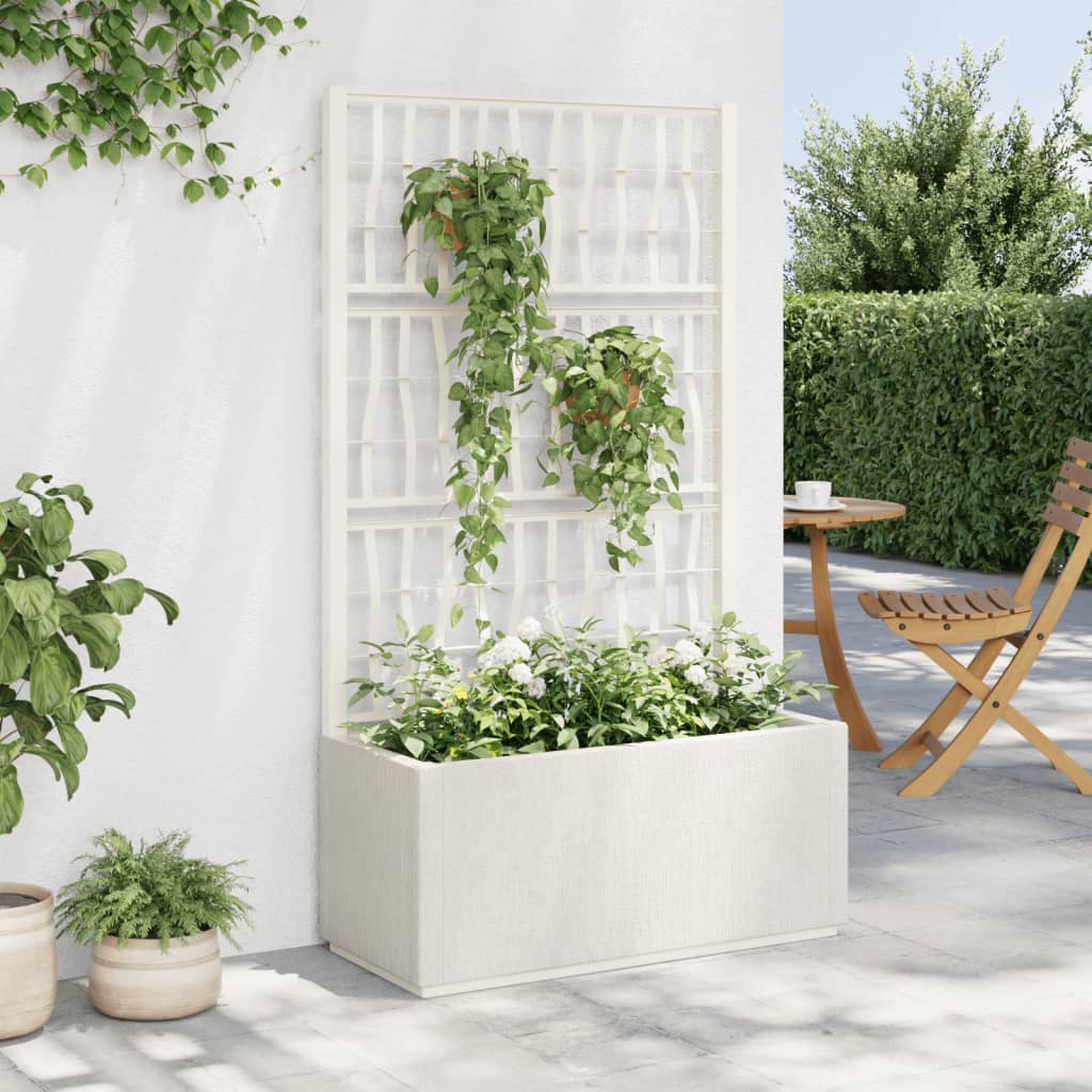 Plantenbak met latwerk 80x36x140 cm polypropeen wit is nu te koop bij PeponiXL, paradijselijk wonen!