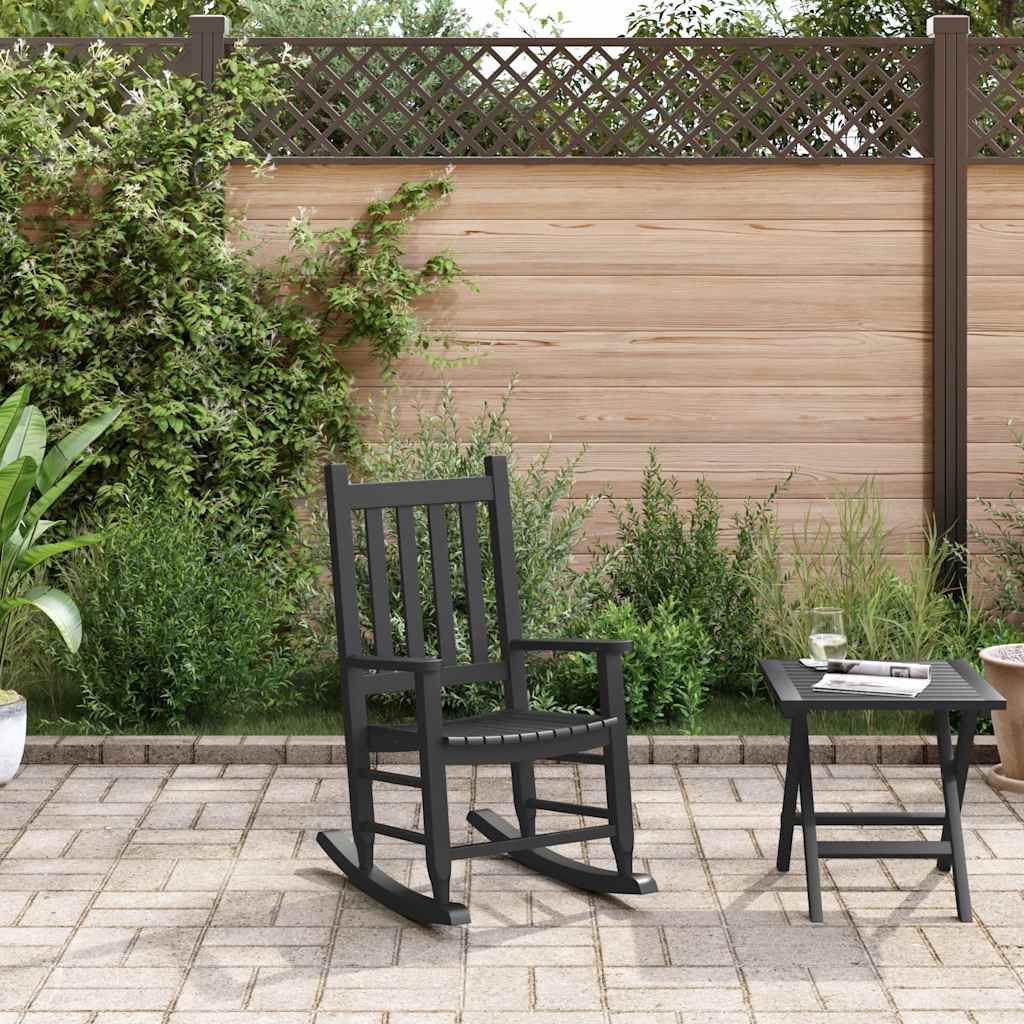 Schommelstoel voor kinderen massief populierenhout zwart is nu te koop bij PeponiXL, paradijselijk wonen!