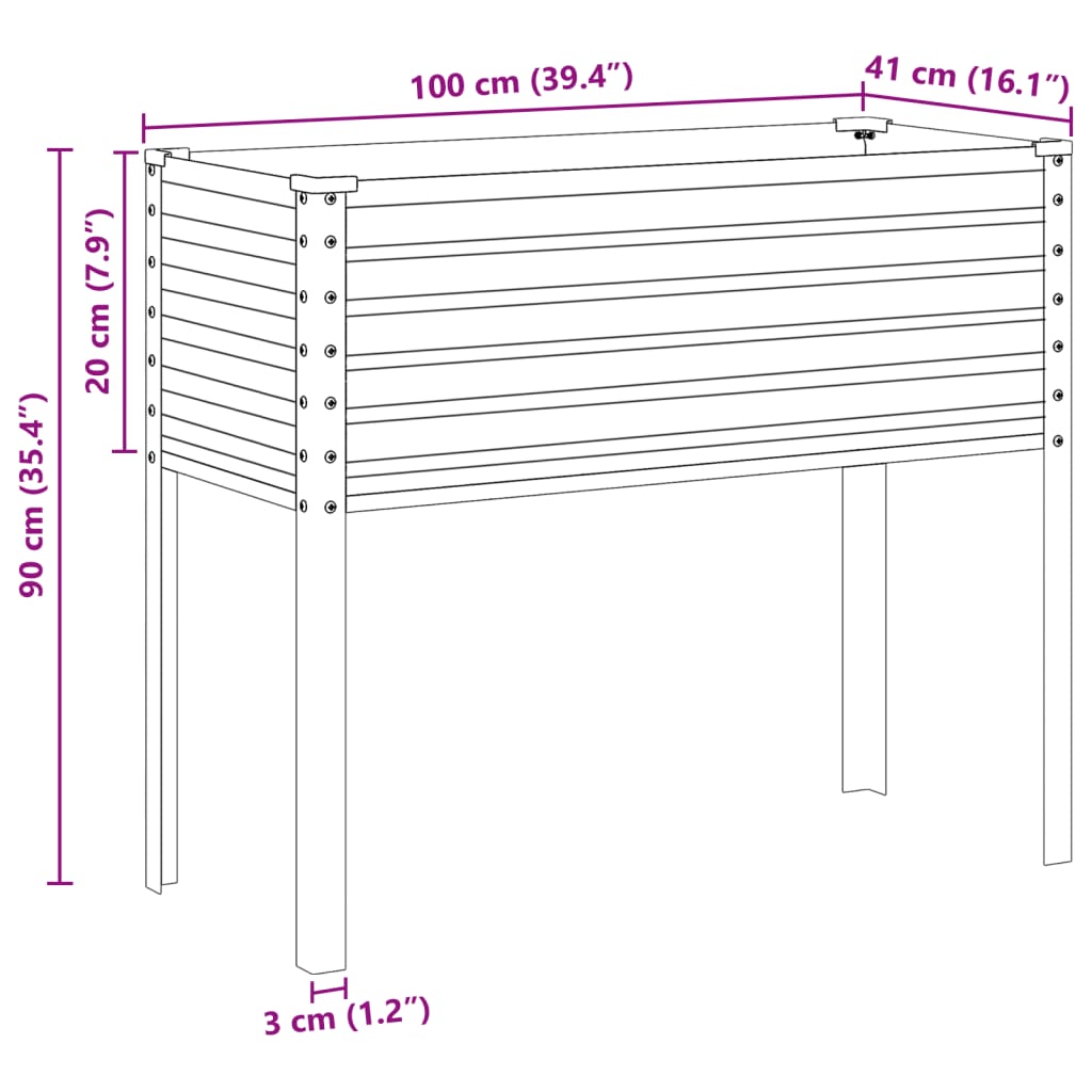 Plantenbak 100x45x90 cm gegalvaniseerd staal is nu te koop bij PeponiXL, paradijselijk wonen!