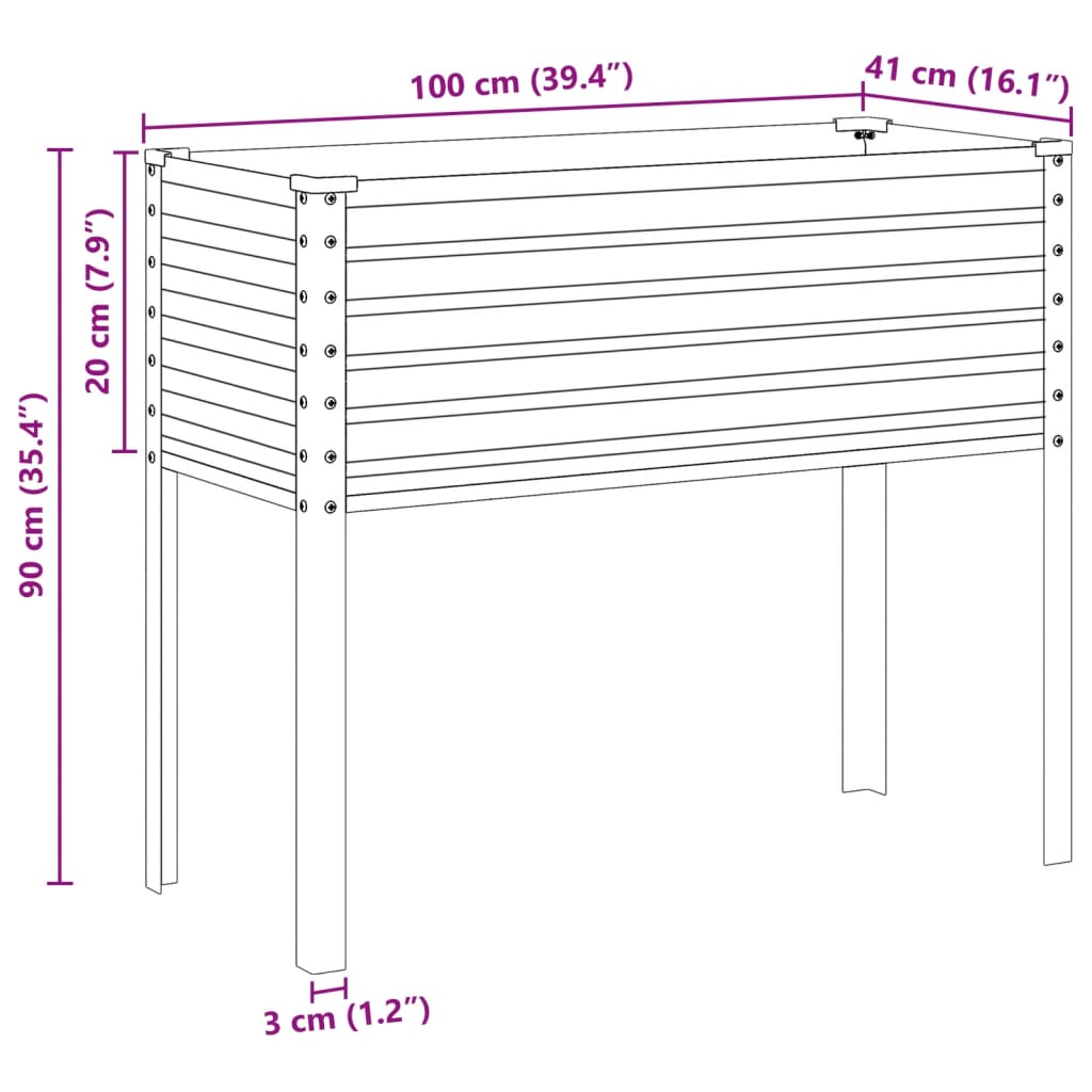 Plantenbak 100x45x90 cm weerbestendig staal is nu te koop bij PeponiXL, paradijselijk wonen!