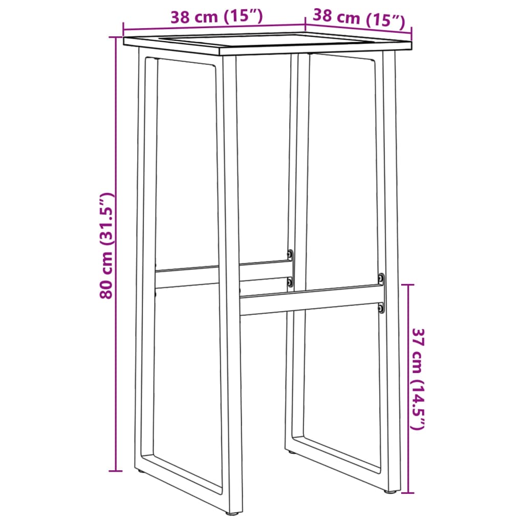 Barkrukken 2 st 38x38x80 cm gepoedercoat staal zwart is nu te koop bij PeponiXL, paradijselijk wonen!