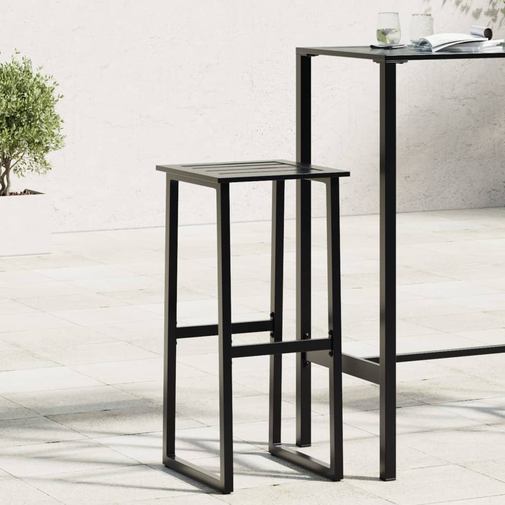 Barkrukken 2 st 38x38x80 cm gepoedercoat staal zwart is nu te koop bij PeponiXL, paradijselijk wonen!