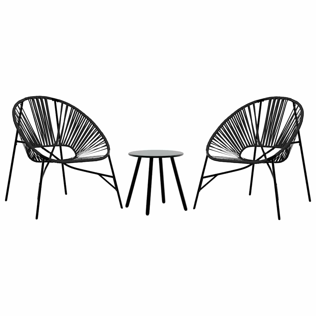 Set tuinstoelen 3-delig poly rattan zwart is nu te koop bij PeponiXL, paradijselijk wonen!