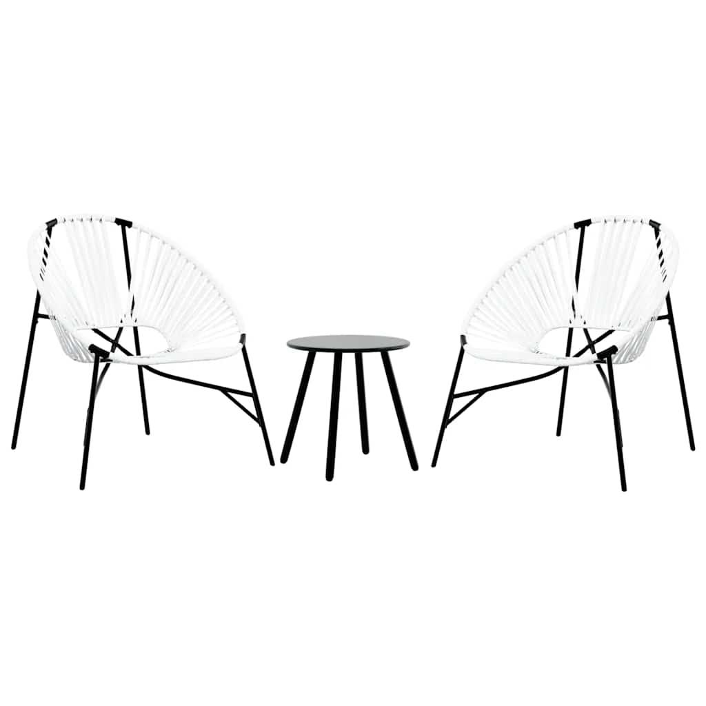 Tuinstoelenset 3-delig poly rattan zwart en wit is nu te koop bij PeponiXL, paradijselijk wonen!