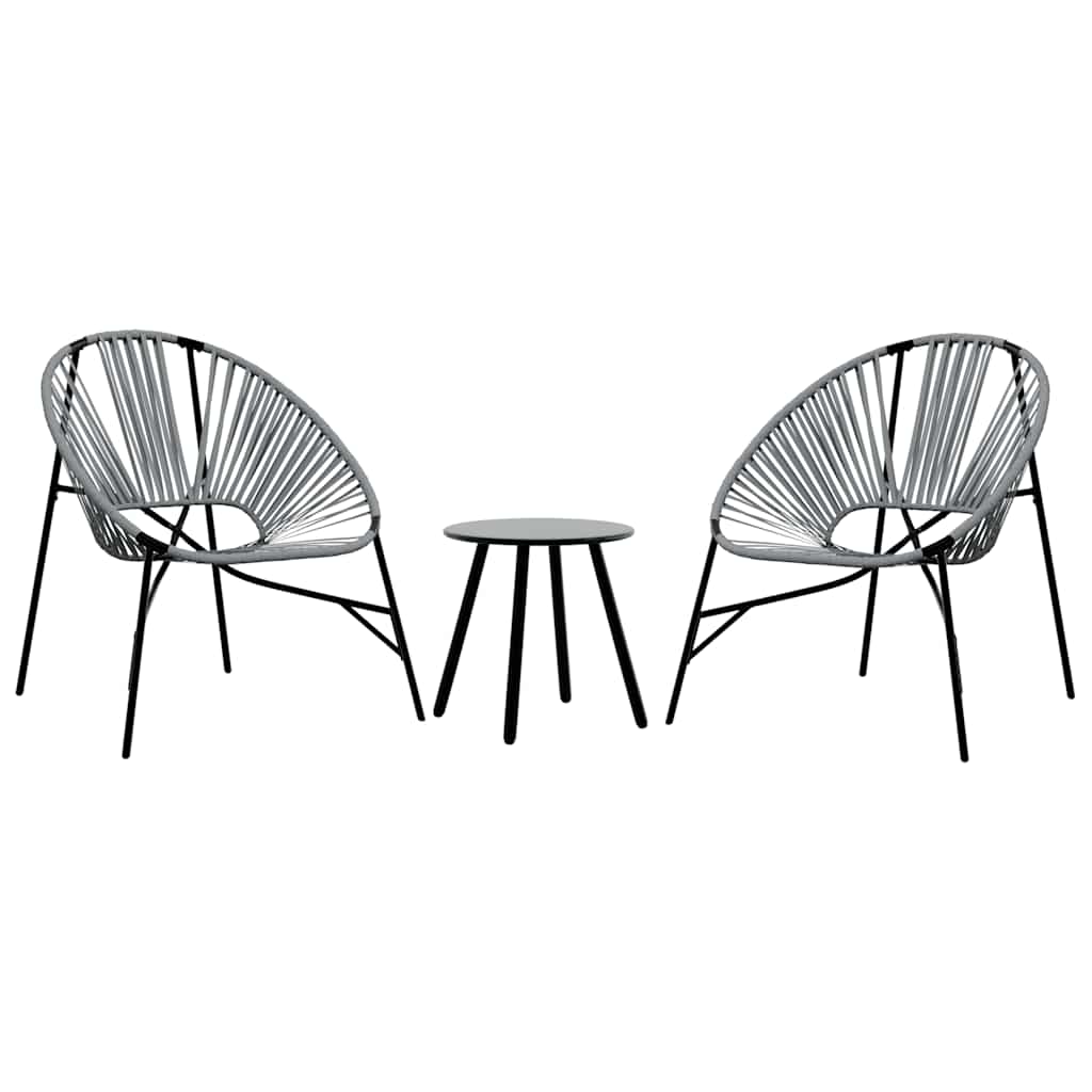 Set tuinstoelen 3-delig poly rattan zwart en lichtgrijs is nu te koop bij PeponiXL, paradijselijk wonen!
