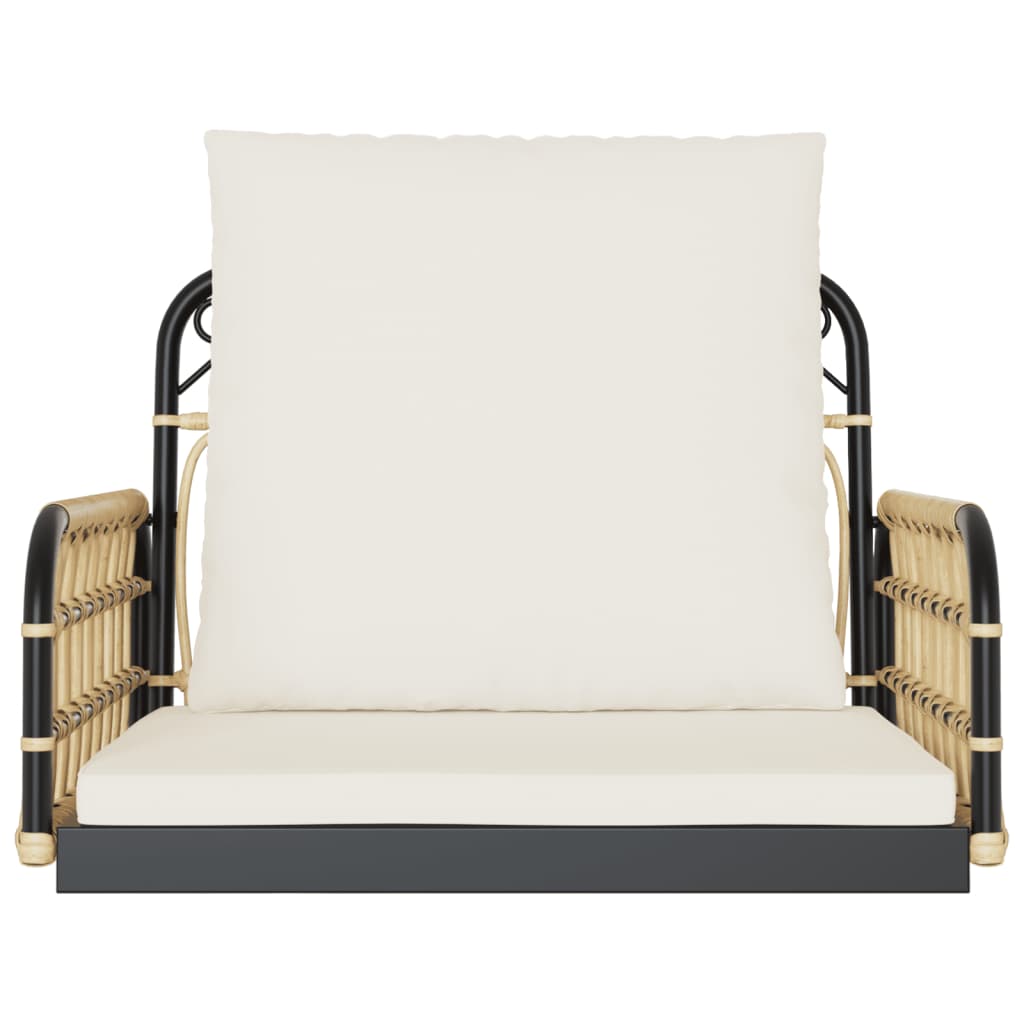 Schommelstoel met kussens 63x58x39 cm poly rattan en staal is nu te koop bij PeponiXL, paradijselijk wonen!