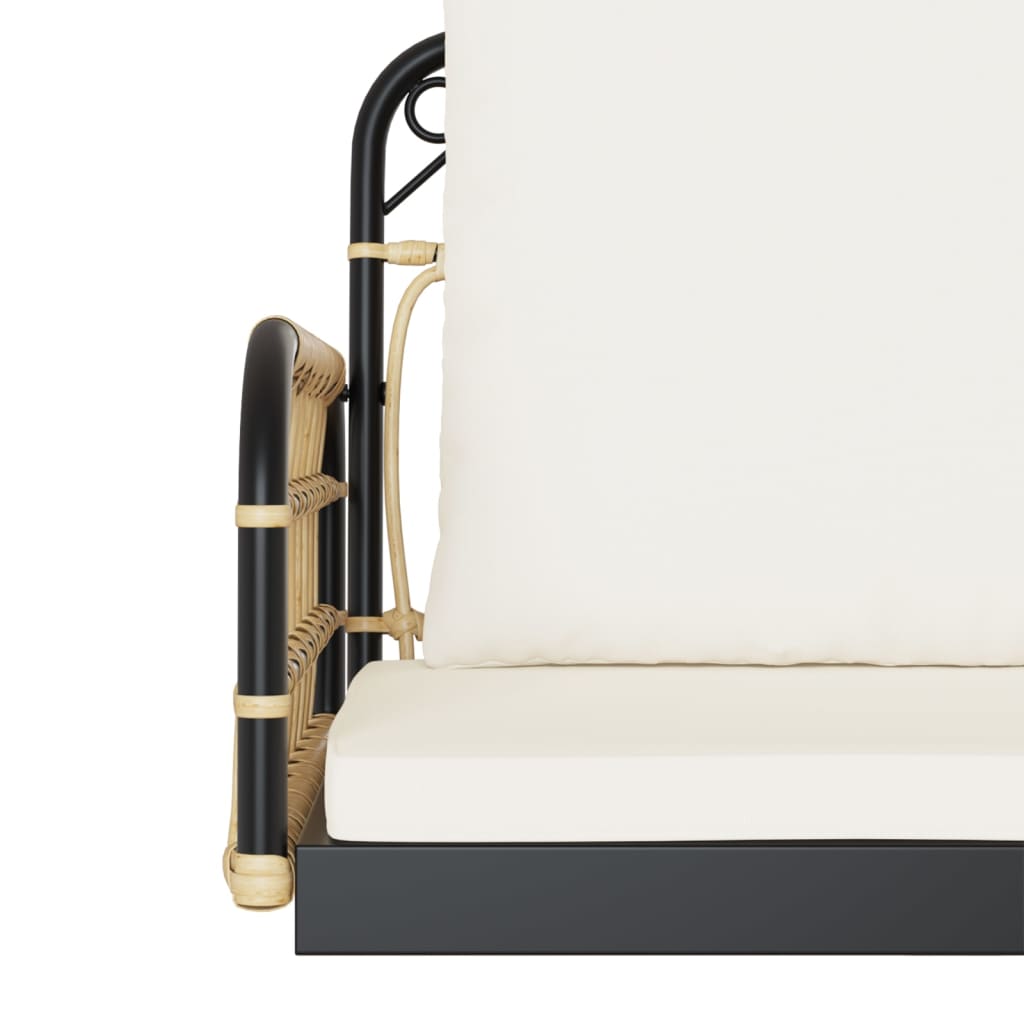 Schommelstoel met kussens 63x58x39 cm poly rattan en staal is nu te koop bij PeponiXL, paradijselijk wonen!