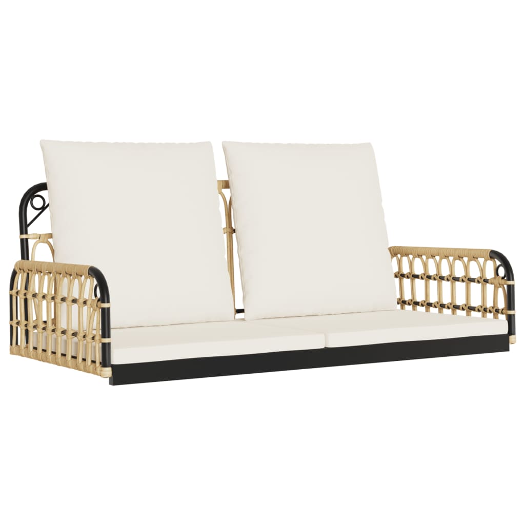 Schommelbank met kussens 105x58x38 cm poly rattan en staal is nu te koop bij PeponiXL, paradijselijk wonen!