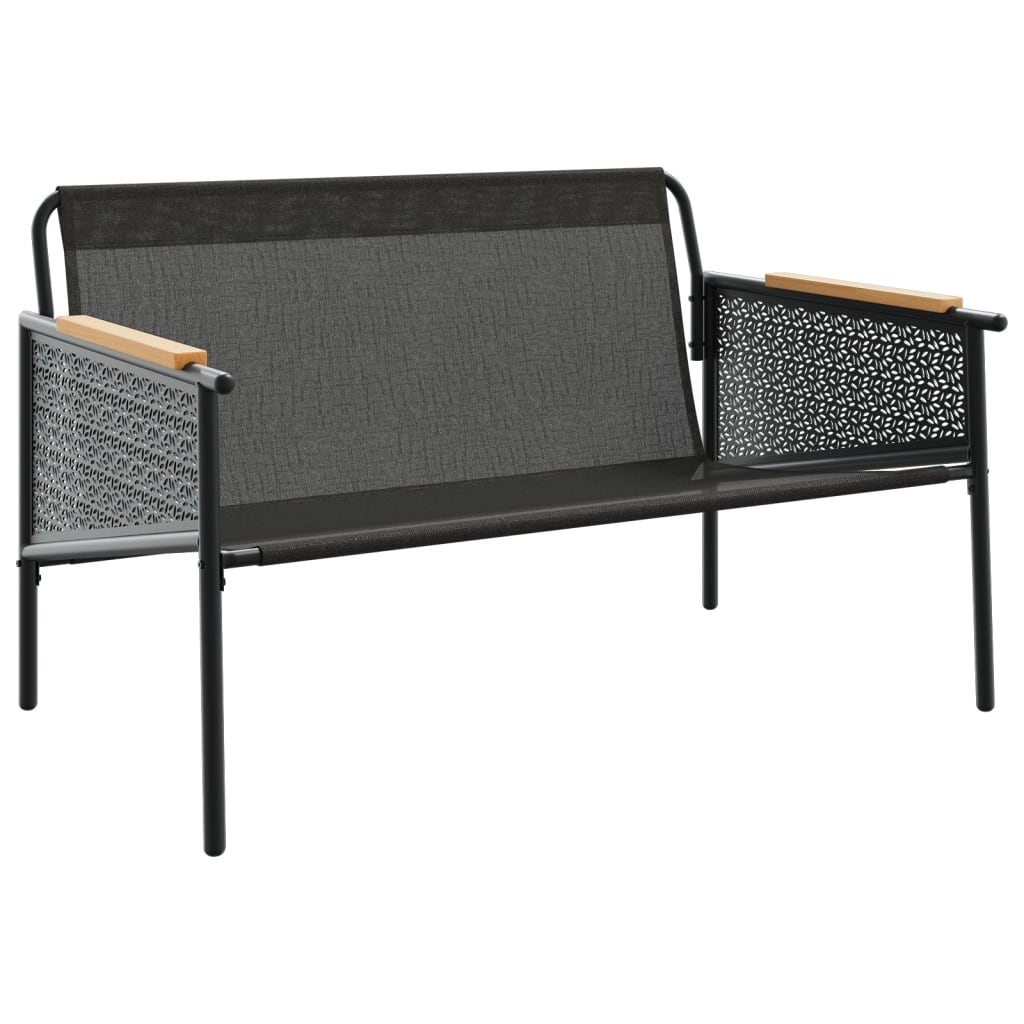 Tuinbank met kussens 116 cm staal zwart is nu te koop bij PeponiXL, paradijselijk wonen!