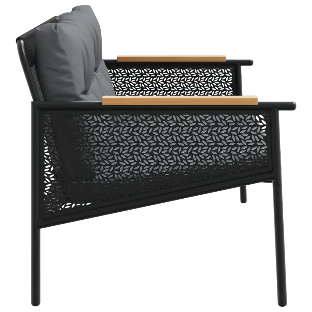 Tuinbank met kussens 116 cm staal zwart is nu te koop bij PeponiXL, paradijselijk wonen!