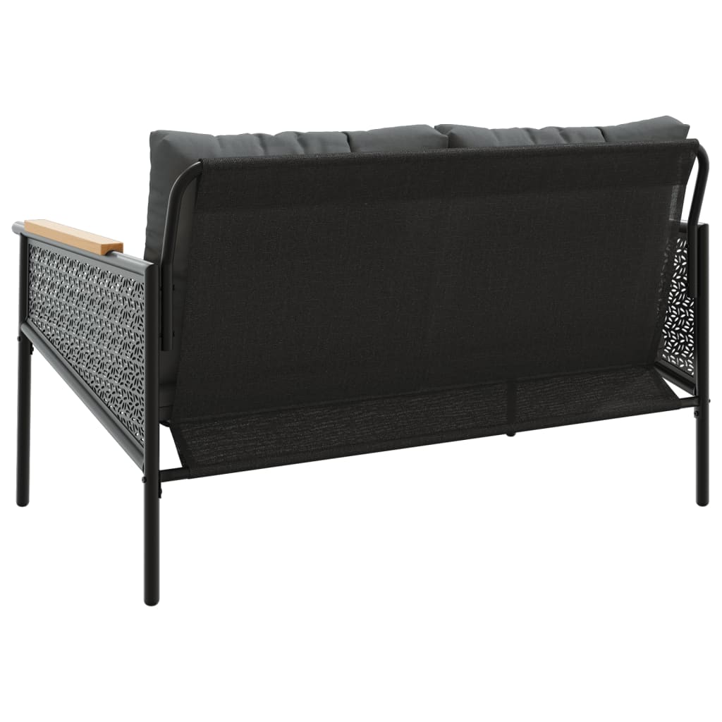 Tuinbank met kussens 116 cm staal zwart is nu te koop bij PeponiXL, paradijselijk wonen!