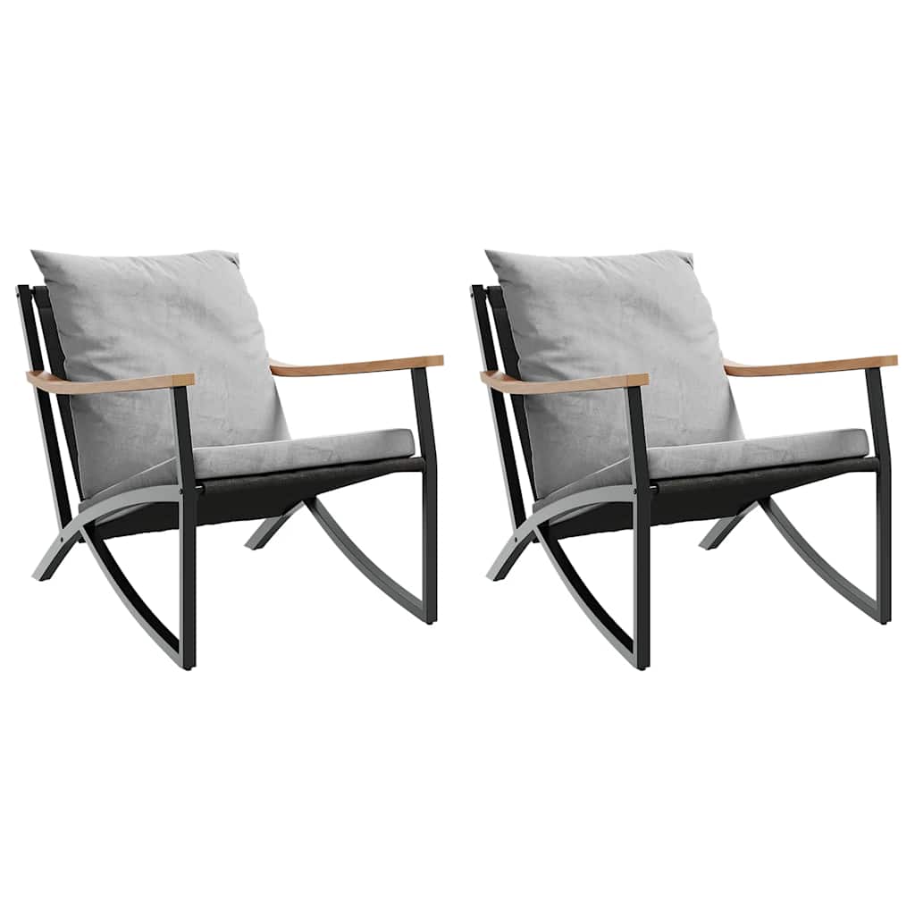 Tuinstoelen 2 st met kussens staal zwart is nu te koop bij PeponiXL, paradijselijk wonen!