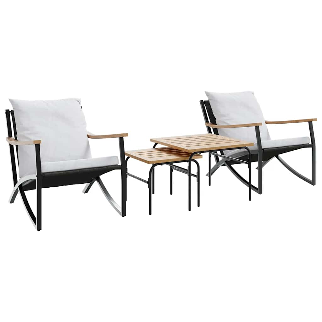 4-delige Balkonset met kussens staal zwart is nu te koop bij PeponiXL, paradijselijk wonen!