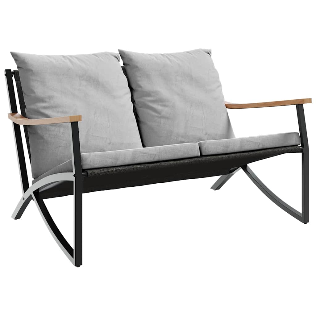 Tuinbank met kussens 120 cm staal zwart is nu te koop bij PeponiXL, paradijselijk wonen!