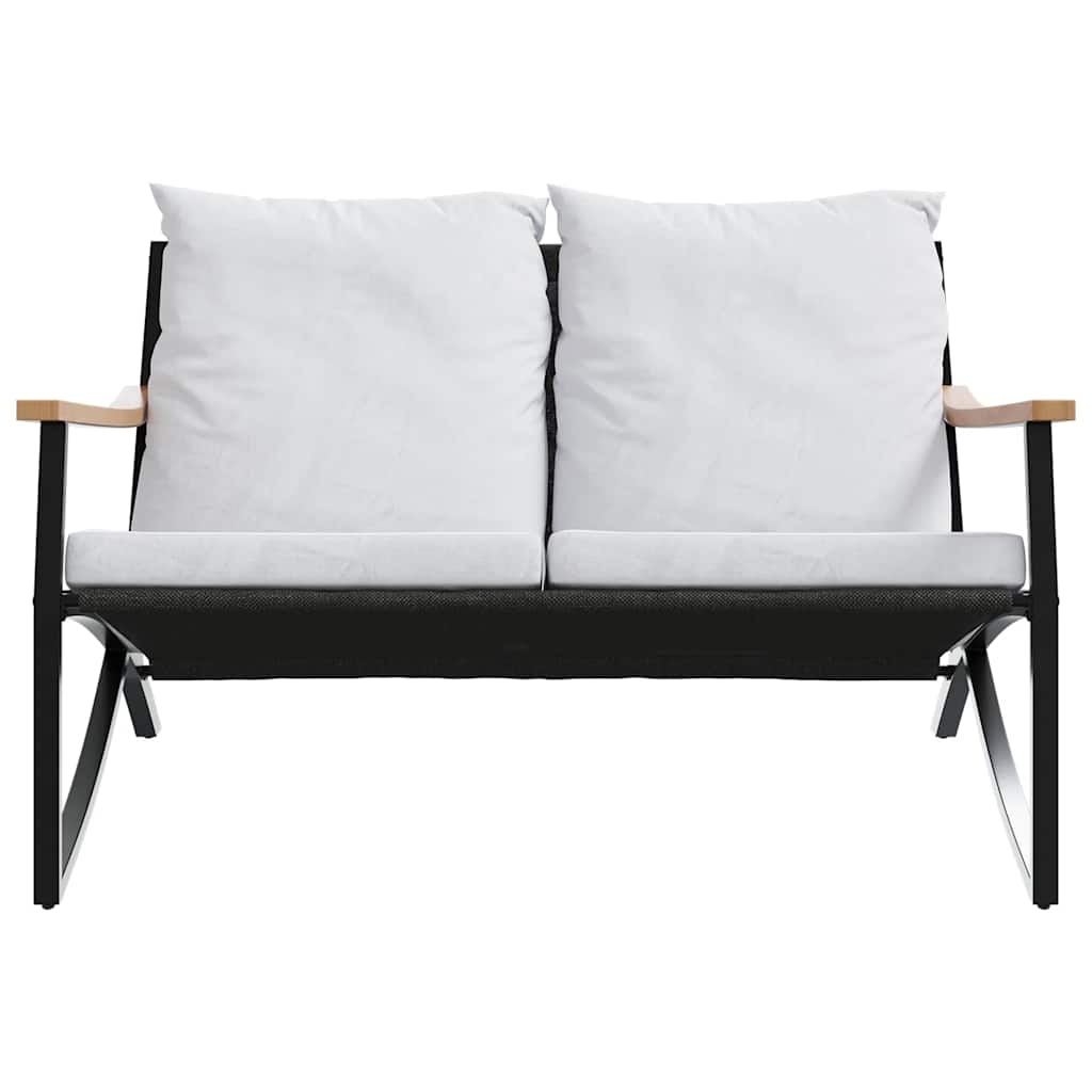 Tuinbank met kussens 120 cm staal zwart is nu te koop bij PeponiXL, paradijselijk wonen!