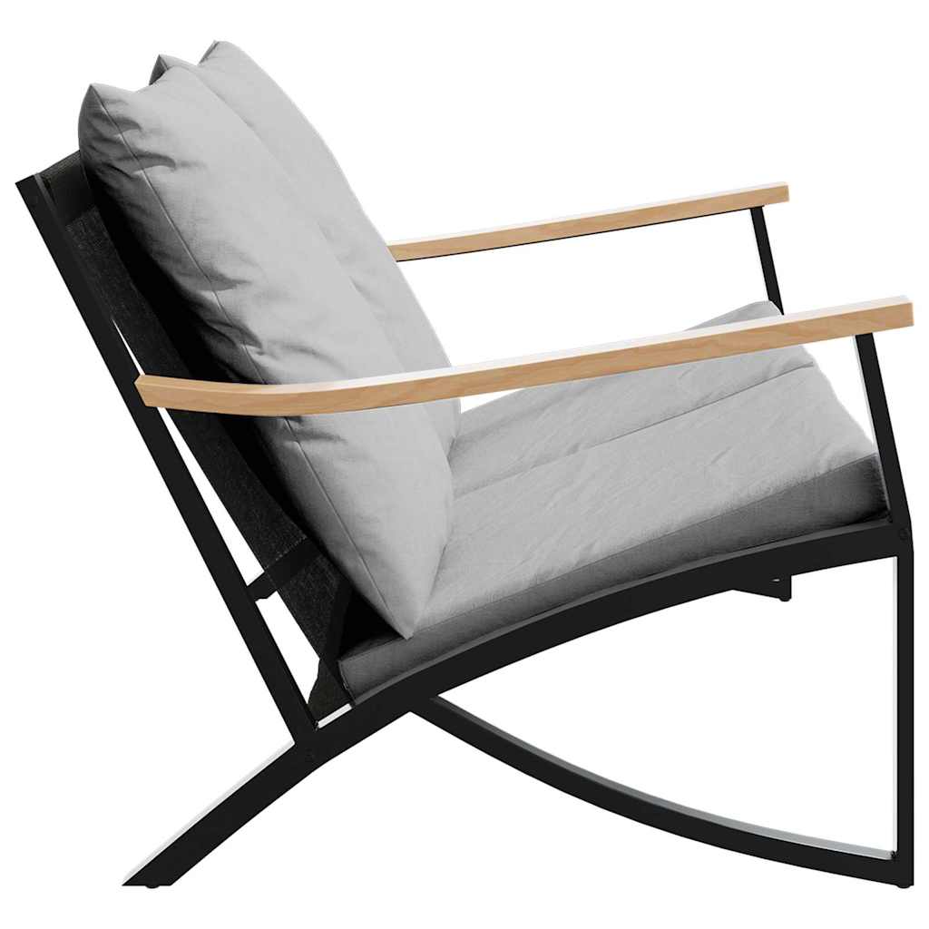 Tuinbank met kussens 120 cm staal zwart is nu te koop bij PeponiXL, paradijselijk wonen!