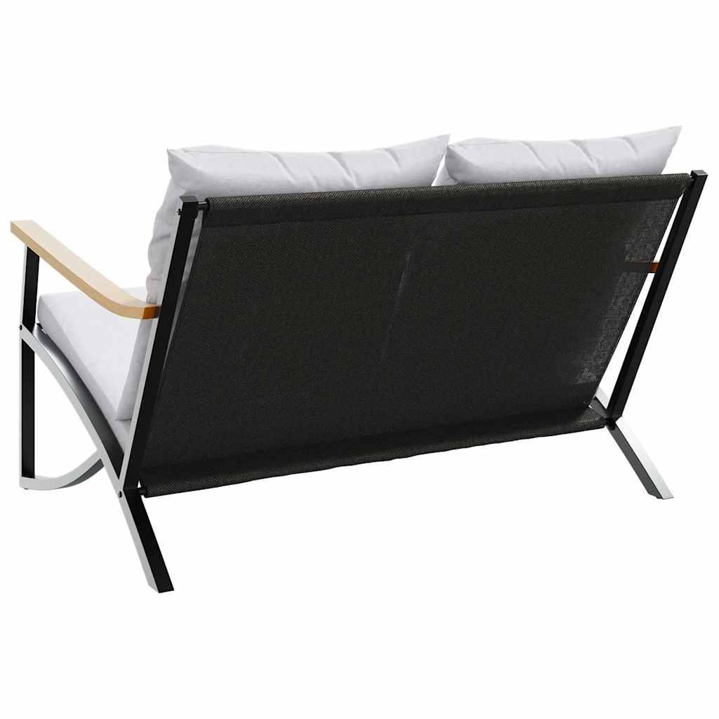 Tuinbank met kussens 120 cm staal zwart is nu te koop bij PeponiXL, paradijselijk wonen!