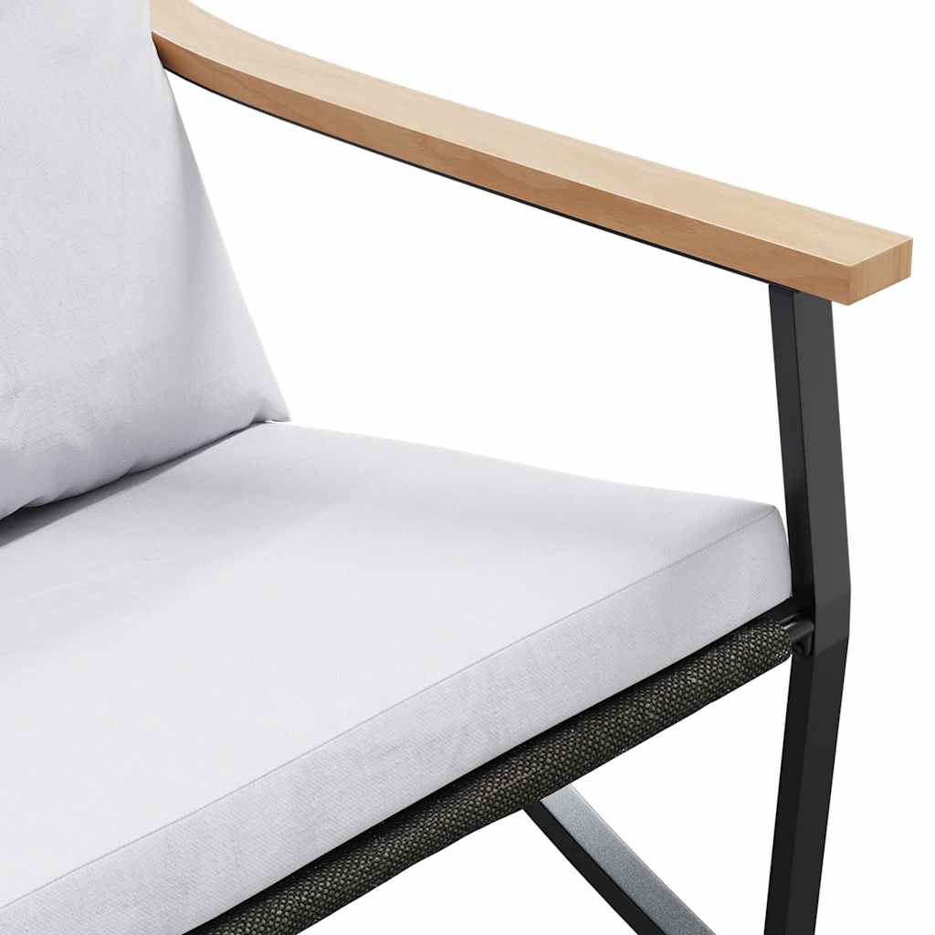 Tuinbank met kussens 120 cm staal zwart is nu te koop bij PeponiXL, paradijselijk wonen!