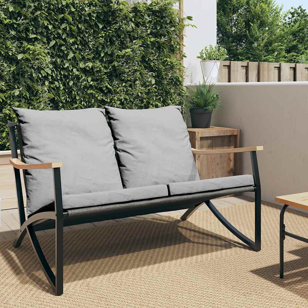 Tuinbank met kussens 120 cm staal zwart is nu te koop bij PeponiXL, paradijselijk wonen!