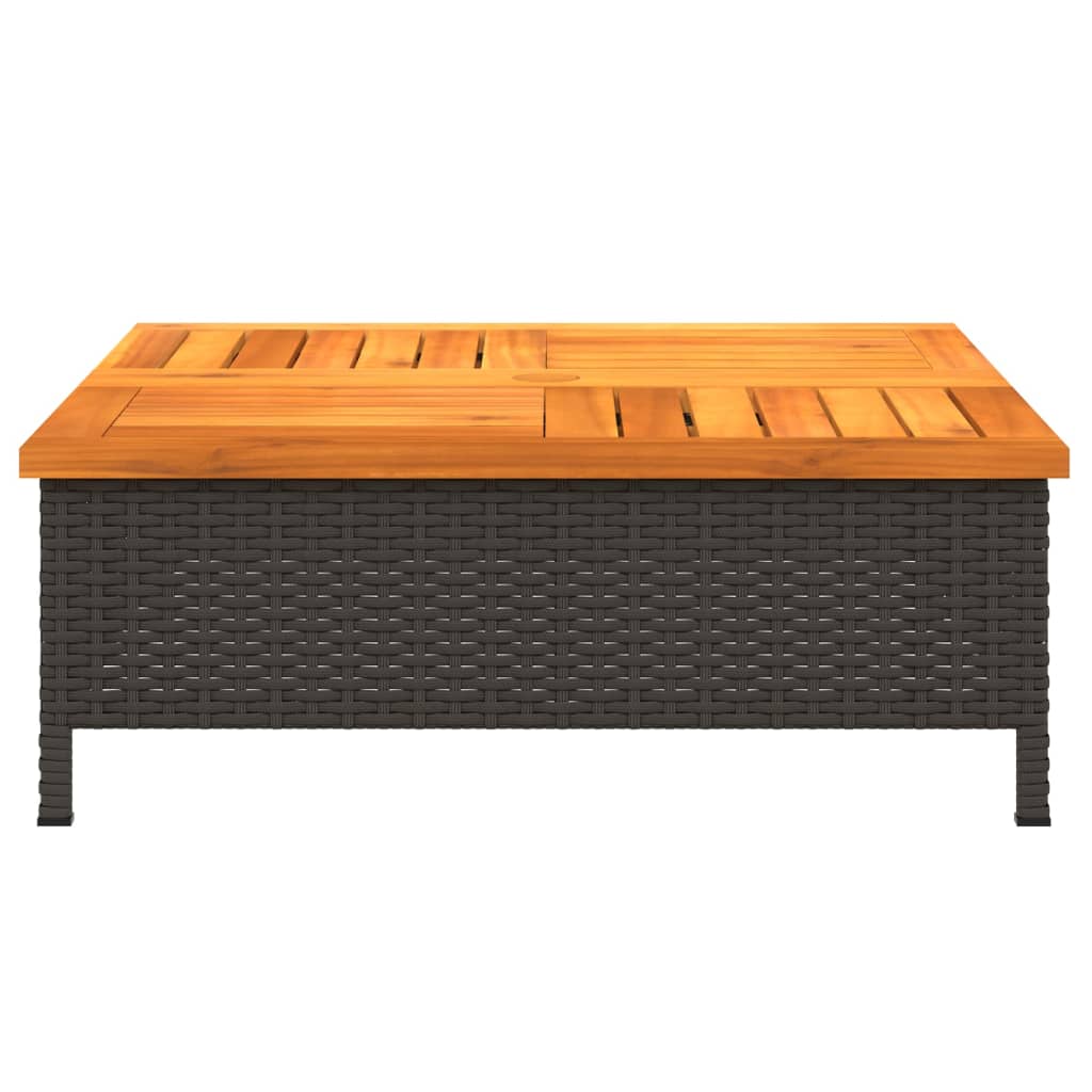 Tuintafel 70x70x25 cm poly rattan en acaciahout zwart is nu te koop bij PeponiXL, paradijselijk wonen!