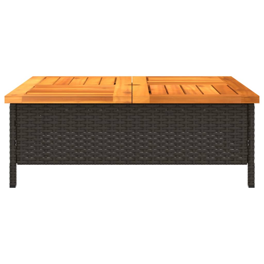 Tuintafel 70x70x25 cm poly rattan en acaciahout zwart is nu te koop bij PeponiXL, paradijselijk wonen!
