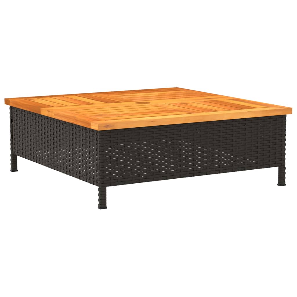 Tuintafel 70x70x25 cm poly rattan en acaciahout zwart is nu te koop bij PeponiXL, paradijselijk wonen!