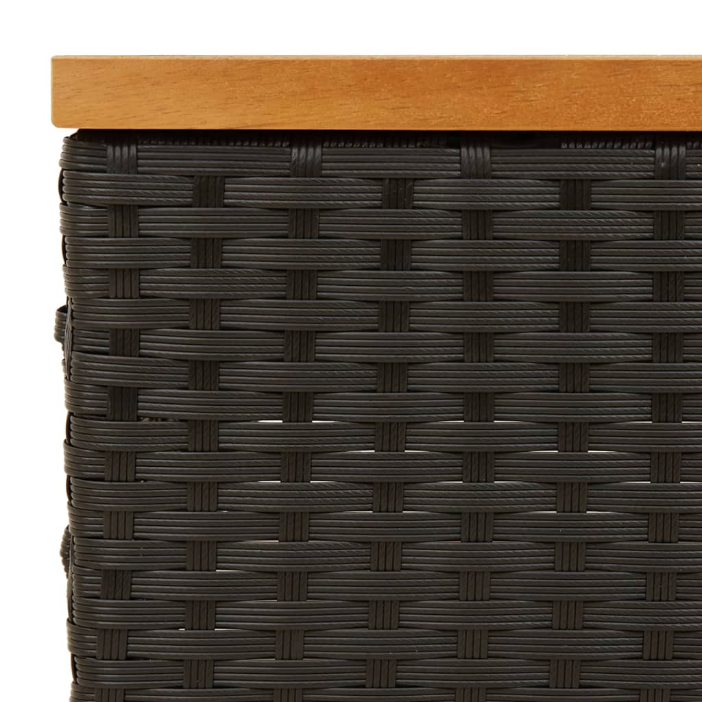 Tuintafel 70x70x25 cm poly rattan en acaciahout zwart is nu te koop bij PeponiXL, paradijselijk wonen!