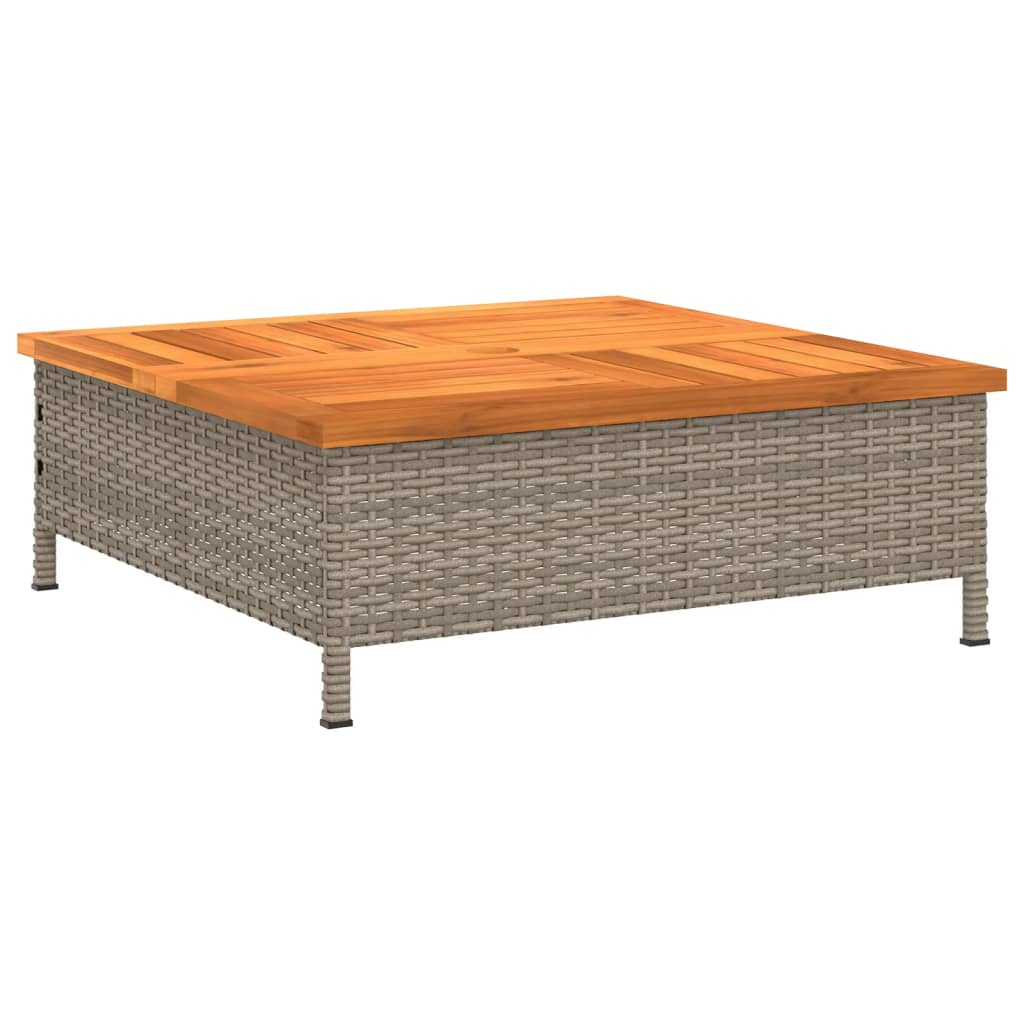Tuintafel 70x70x25 cm poly rattan en acaciahout grijs is nu te koop bij PeponiXL, paradijselijk wonen!