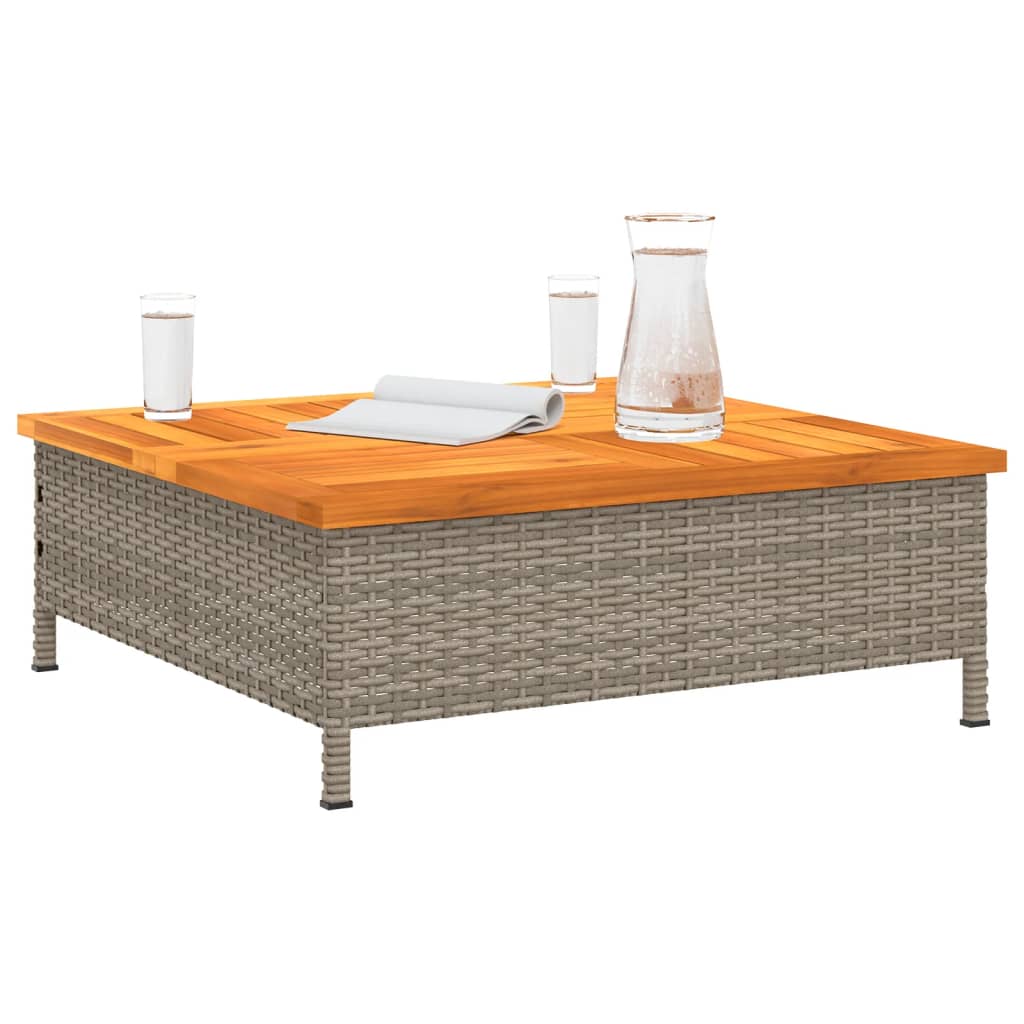 Tuintafel 70x70x25 cm poly rattan en acaciahout grijs is nu te koop bij PeponiXL, paradijselijk wonen!