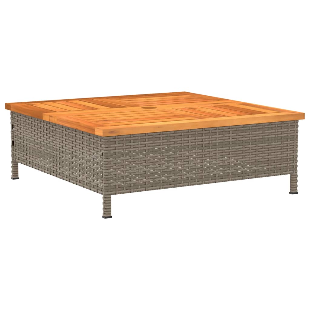 Tuintafel 70x70x25 cm poly rattan en acaciahout grijs is nu te koop bij PeponiXL, paradijselijk wonen!