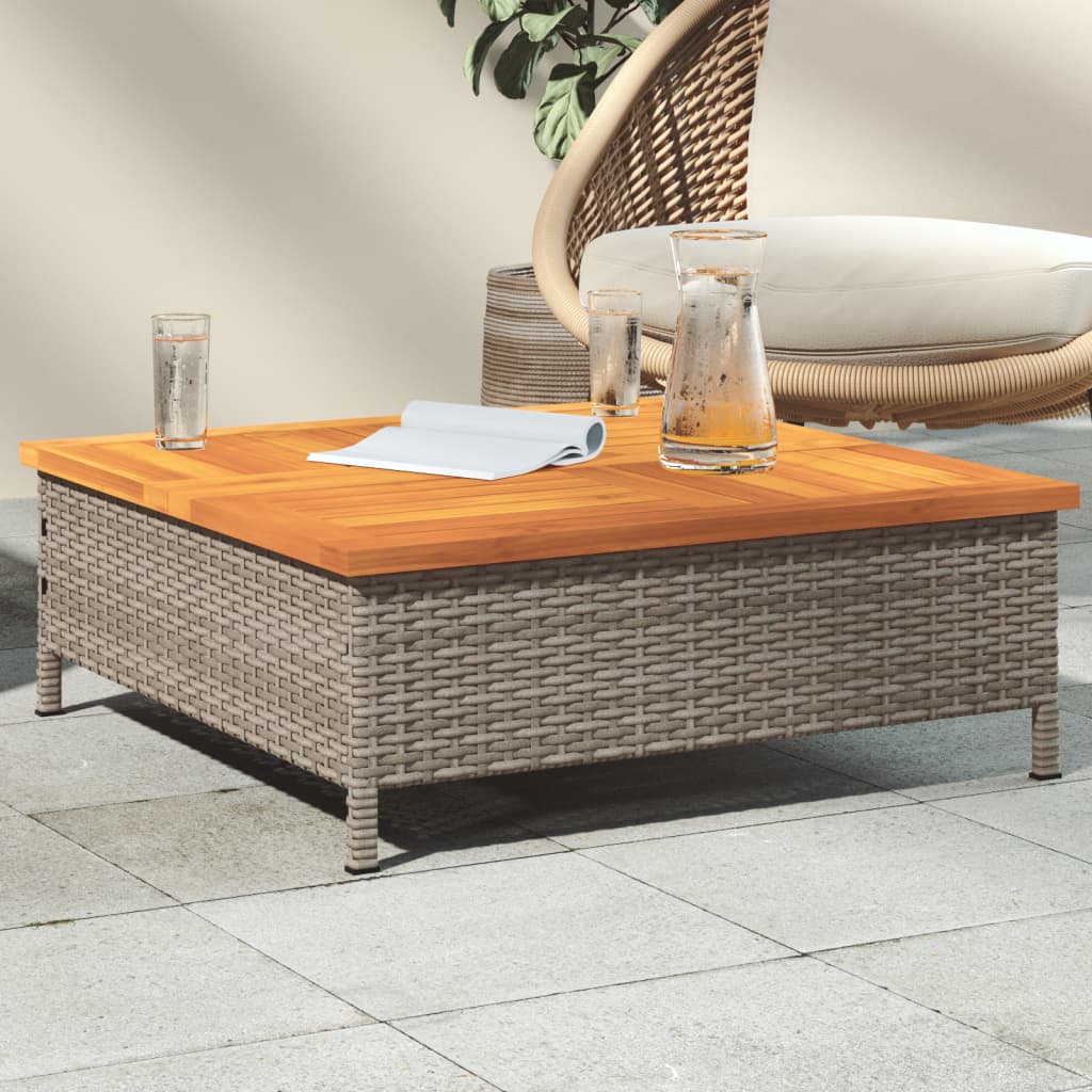 Tuintafel 70x70x25 cm poly rattan en acaciahout grijs is nu te koop bij PeponiXL, paradijselijk wonen!