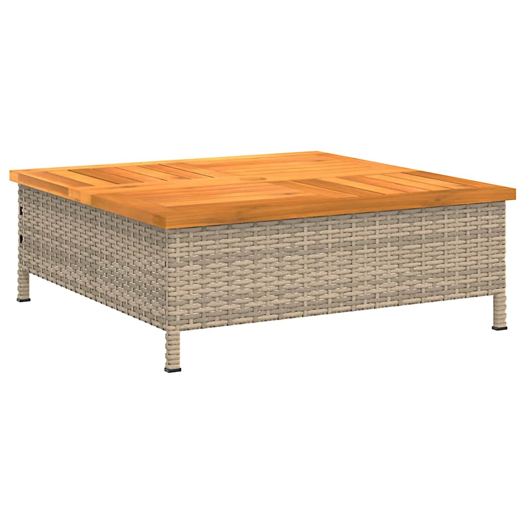 Tuintafel 70x70x25 cm poly rattan en acaciahout beige is nu te koop bij PeponiXL, paradijselijk wonen!