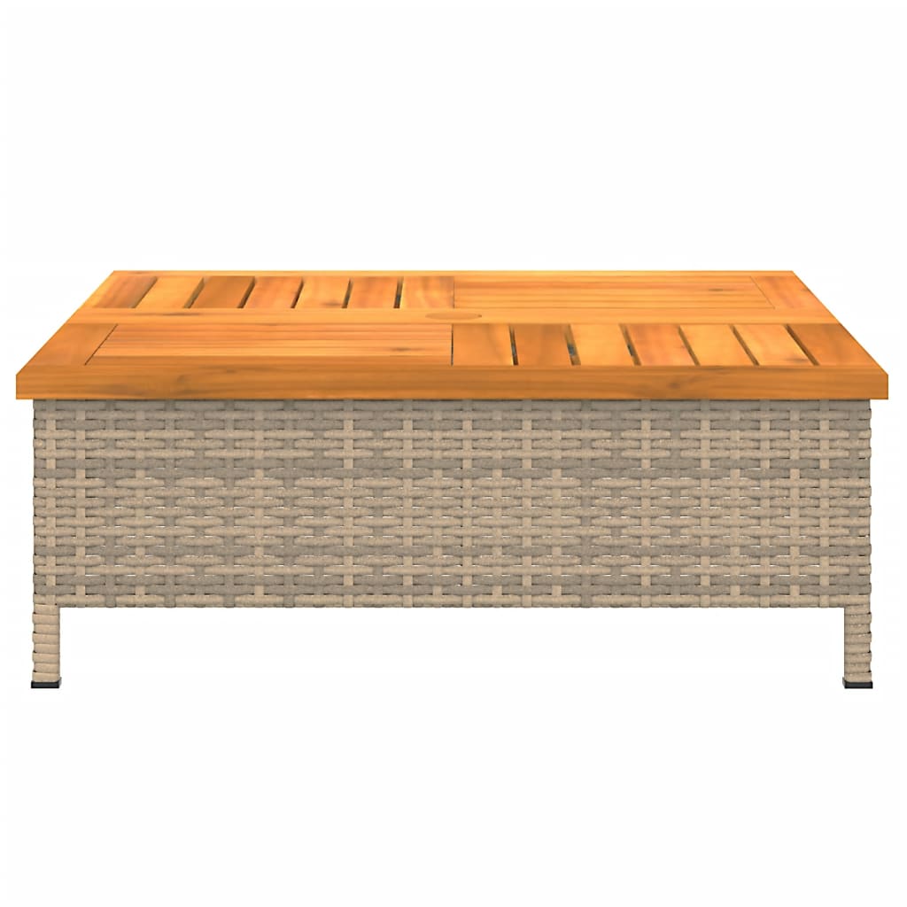 Tuintafel 70x70x25 cm poly rattan en acaciahout beige is nu te koop bij PeponiXL, paradijselijk wonen!