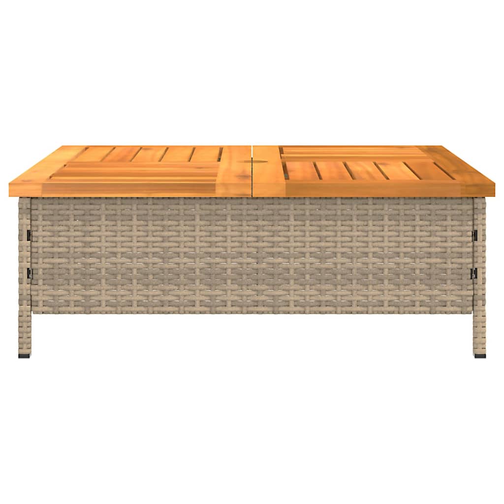 Tuintafel 70x70x25 cm poly rattan en acaciahout beige is nu te koop bij PeponiXL, paradijselijk wonen!