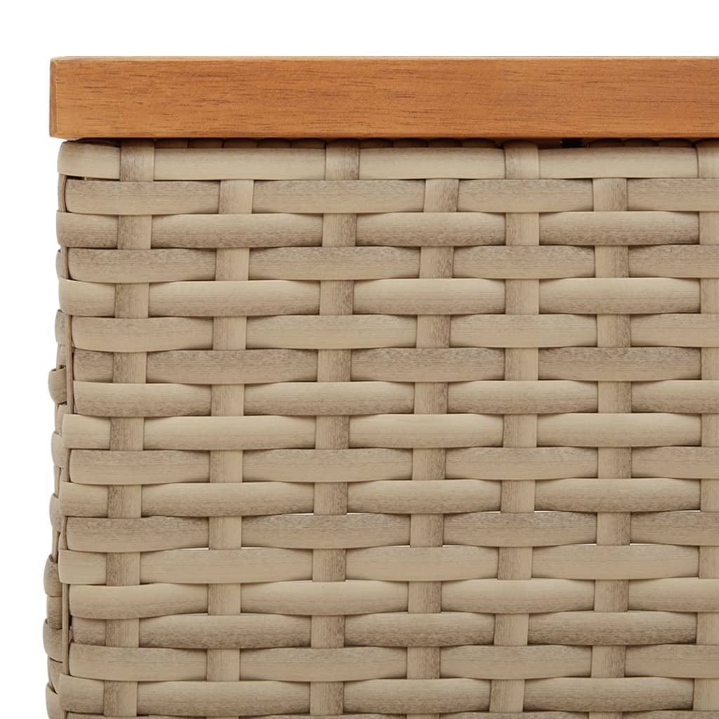Tuintafel 70x70x25 cm poly rattan en acaciahout beige is nu te koop bij PeponiXL, paradijselijk wonen!