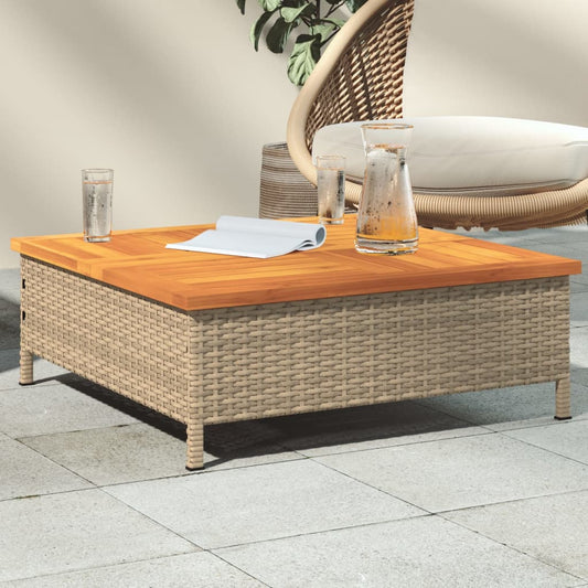 Tuintafel 70x70x25 cm poly rattan en acaciahout beige is nu te koop bij PeponiXL, paradijselijk wonen!