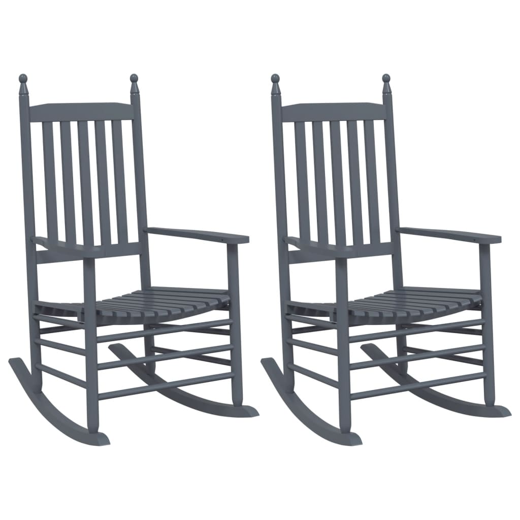 Schommelstoelen met gebogen zitting 2 st populierenhout grijs is nu te koop bij PeponiXL, paradijselijk wonen!