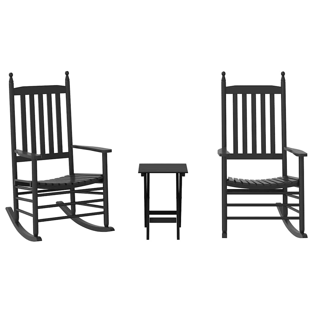 Schommelstoelen 2 st met inklapbare tafel populierenhout zwart is nu te koop bij PeponiXL, paradijselijk wonen!