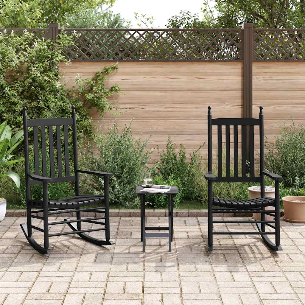 Schommelstoelen 2 st met inklapbare tafel populierenhout zwart is nu te koop bij PeponiXL, paradijselijk wonen!