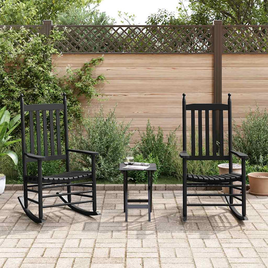 Schommelstoelen 2 st met inklapbare tafel populierenhout zwart is nu te koop bij PeponiXL, paradijselijk wonen!
