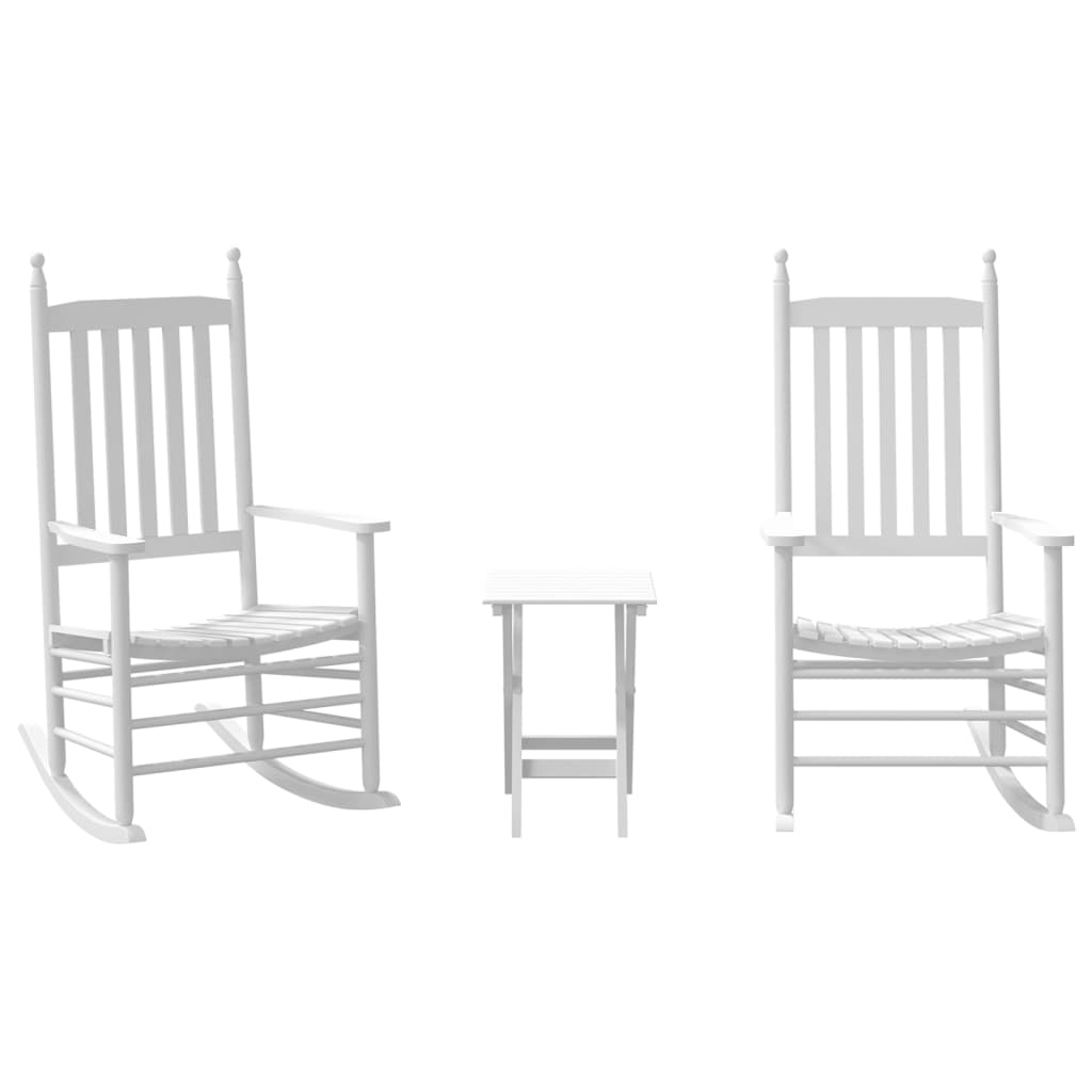 Schommelstoelen 2 st met inklapbare tafel populierenhout wit is nu te koop bij PeponiXL, paradijselijk wonen!