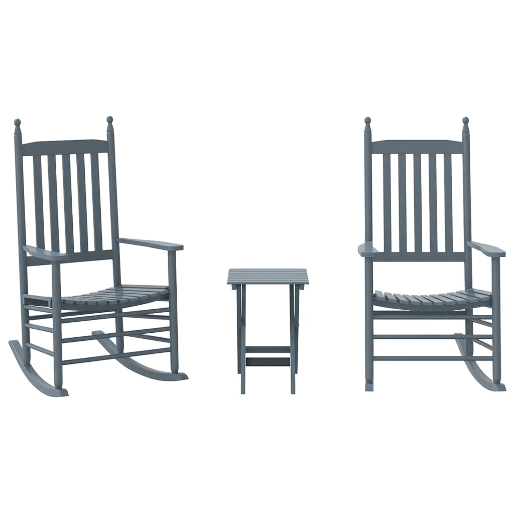Schommelstoelen 2 st met inklapbare tafel populierenhout grijs is nu te koop bij PeponiXL, paradijselijk wonen!