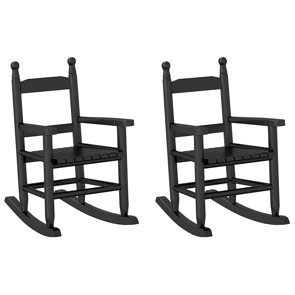 Schommelstoelen 2 st voor kinderen massief populierenhout zwart is nu te koop bij PeponiXL, paradijselijk wonen!