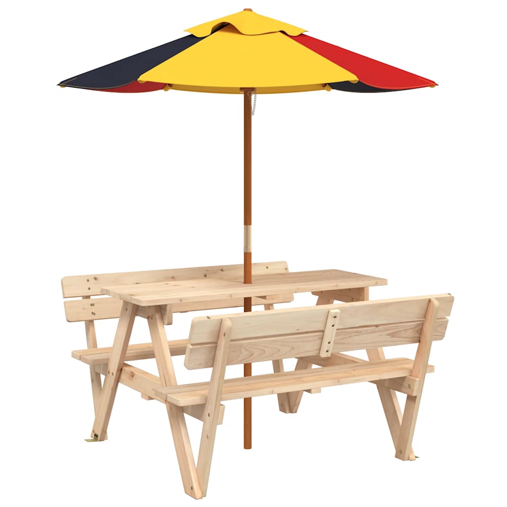 Picknicktafel voor 4 kinderen met parasol massief vurenhout is nu te koop bij PeponiXL, paradijselijk wonen!
