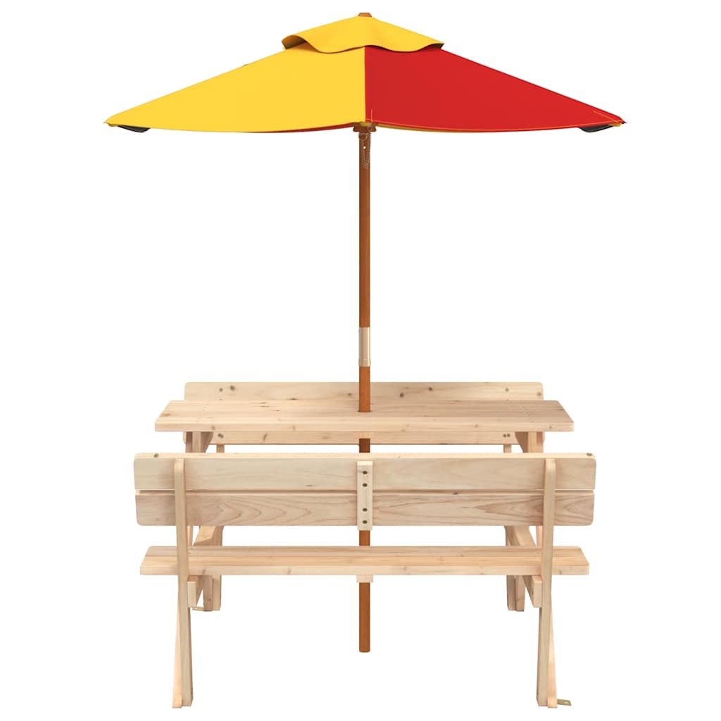 Picknicktafel voor 4 kinderen met parasol massief vurenhout is nu te koop bij PeponiXL, paradijselijk wonen!