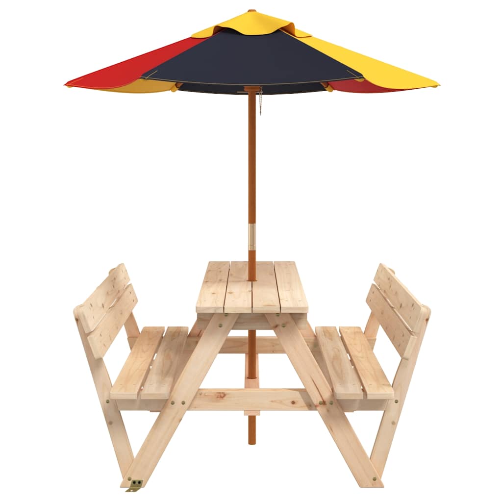 Picknicktafel voor 4 kinderen met parasol massief vurenhout is nu te koop bij PeponiXL, paradijselijk wonen!