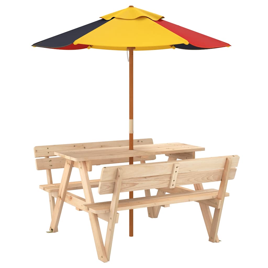 Picknicktafel voor 4 kinderen met parasol massief vurenhout is nu te koop bij PeponiXL, paradijselijk wonen!