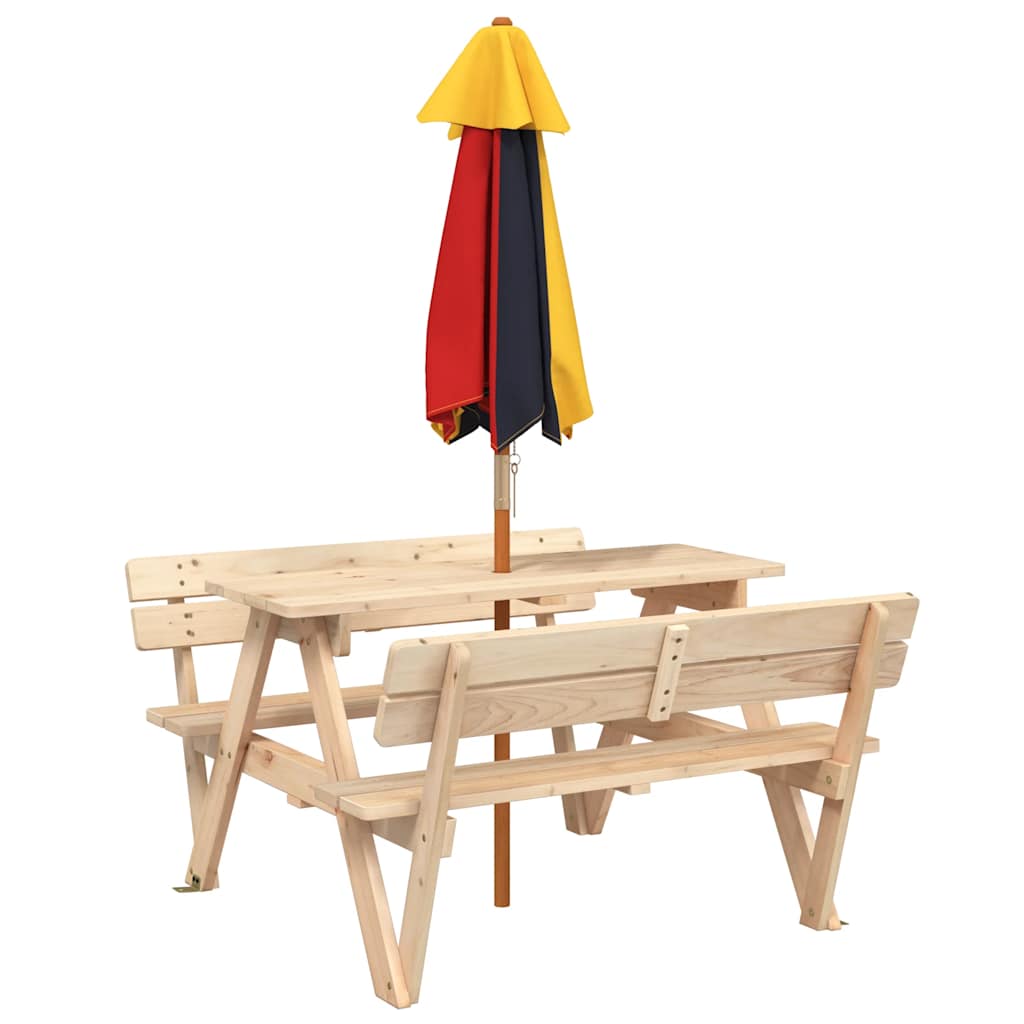 Picknicktafel voor 4 kinderen met parasol massief vurenhout is nu te koop bij PeponiXL, paradijselijk wonen!