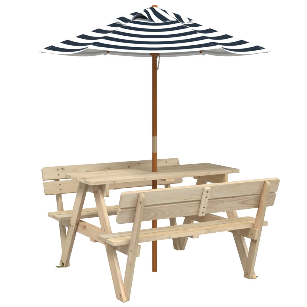 Picknicktafel voor 4 kinderen met parasol massief vurenhout is nu te koop bij PeponiXL, paradijselijk wonen!