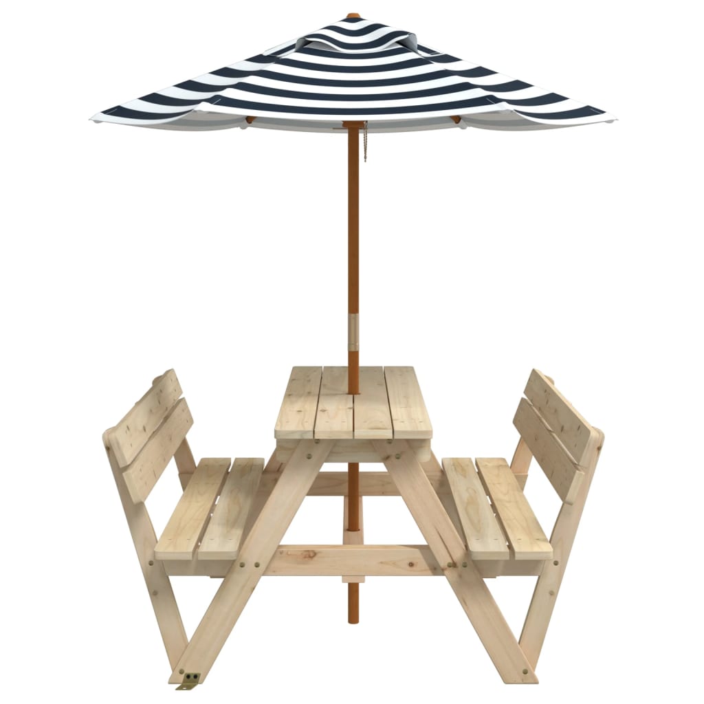 Picknicktafel voor 4 kinderen met parasol massief vurenhout is nu te koop bij PeponiXL, paradijselijk wonen!